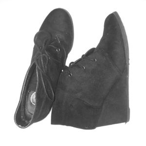 Black Wedge Booties